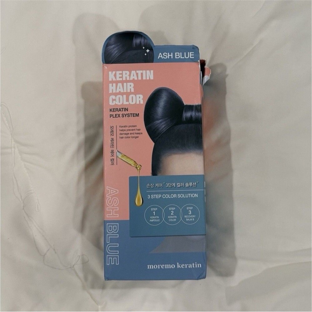 2X Boxes Korean Hair Dye - Moremo Keratin Hair Color Dye Set, Ash Blue